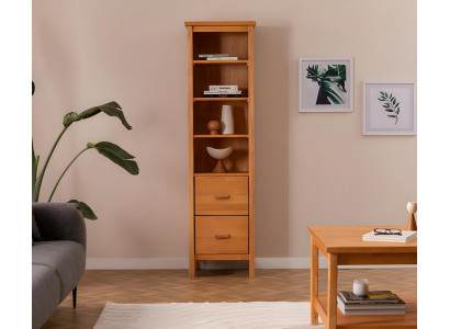 Robust Light Brown Living Room Display Cabinet Designer Wood Cabinet with 2 Drawers