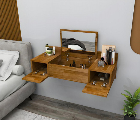 Luxury brown dressing table with mirror modern console dresser bedroom