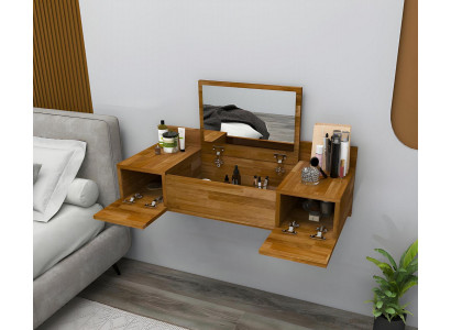 Luxury brown dressing table with mirror modern console dresser bedroom