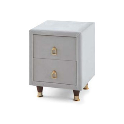 Light gray upholstered bedside table designer bedroom furniture nightstand