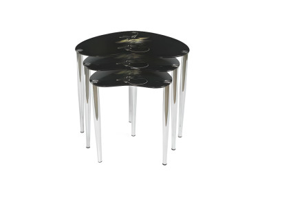 Coffee Table Set 3x Toughened Glass Heart Tables Living Room Elegant Coffee Tables