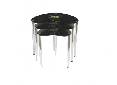 Coffee Table Set 3x Toughened Glass Heart Tables Living Room Elegant Coffee Tables