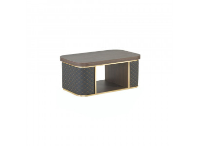 Coffee table brown black two-tone with shelf modern design rectangular