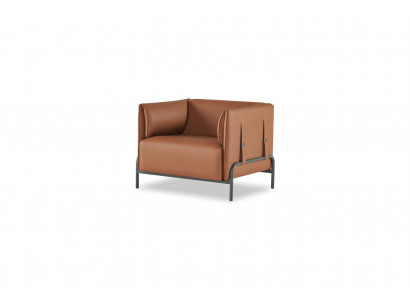 Armchair Brown Solid Color Modern Office Living Room Stainless Steel Legs