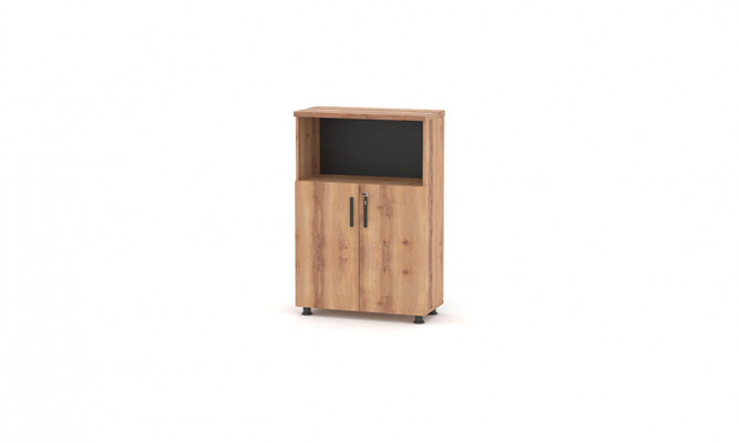 Rectangular File Cabinet Brown Black Two-Tone Office Shelf