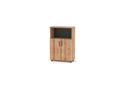 Rectangular File Cabinet Brown Black Two-Tone Office Shelf