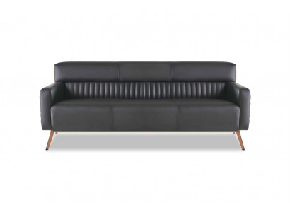 Home office 3-seater sofa black solid color modern design living room