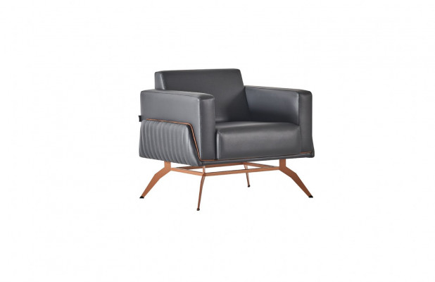 Black Armchair Single Color Modern Design 1-Seater Study Room Stainless Steel