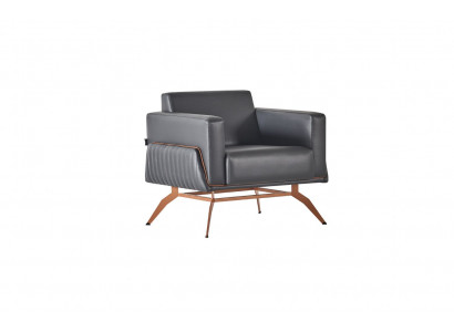 Black Armchair Single Color Modern Design 1-Seater Study Room Stainless Steel