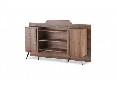 Filing Cabinet Sideboard Shelves Storage Space Brown Solid Color Modern Design
