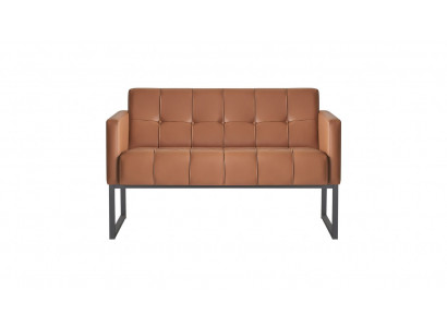 Sofa 2-Seater Brown Solid Color Modern Design Study Living Room