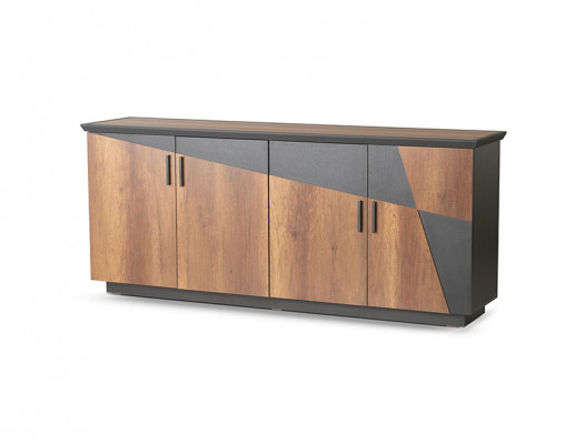 Sideboard Filing Cabinet with 4 Doors Brown / Gray Two-tone Modern Style
