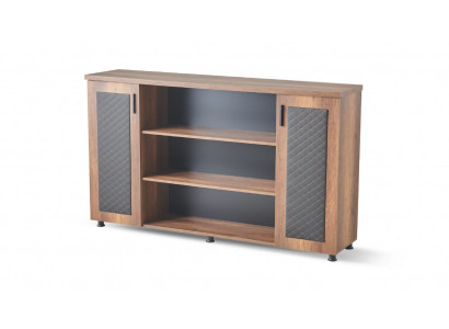 File Cabinet Sideboard Brown Black Two-Tone Modern Study Room
