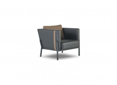 Black leather armchair home office designer single-seater leather seating furniture