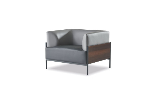 Leather armchair brown modern stainless steel wood universal designer style