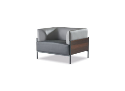 Leather armchair brown modern stainless steel wood universal designer style