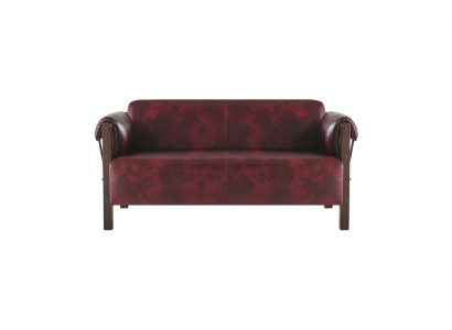 Couch Bordeaux Leather Sofa 2-Seater Leather Wood Modern Sofa Armrests