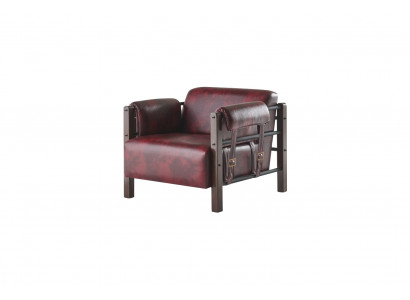 Leather armchair, armchair, Bordeaux, reclining chair, leather, wood, modern, 1-seater