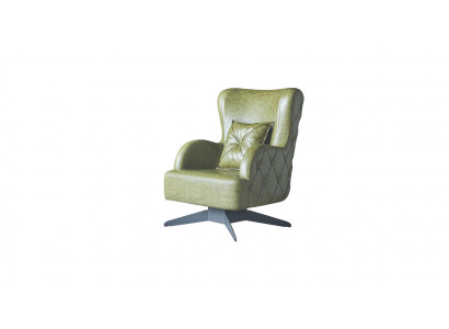 Chair Upholstery 1-Seater Green Cushion Plain Classic Style Leather Wood