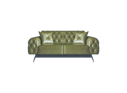 Leather Sofa 2-Seater Sofa Green Upholstery Classic Cushion Chesterfield Sofa