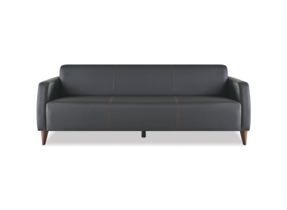 Leather sofa 3-seater sofa black leather wood modern versatile soft