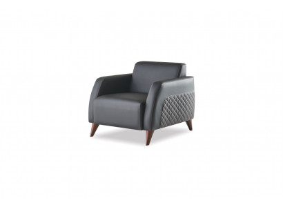 Chair Black Recliner Leather Modern Wood Soft Armrests 1-Seater