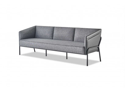 Leather sofa, 3-seater, gray, modern, three-seater, textile, stainless steel, leather