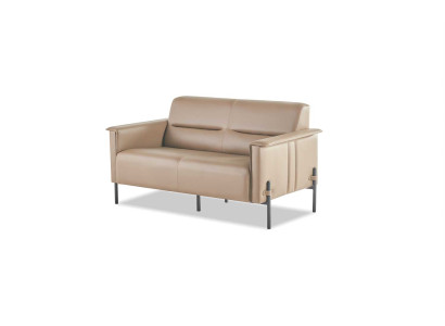 Couch Beige 2-Seater Sofa Modern Leather Sofa Seating Furniture Two-Seater Leather