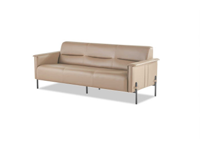 Recliner Beige Seating Set Armchair Versatile Modern Leather Stainless Steel
