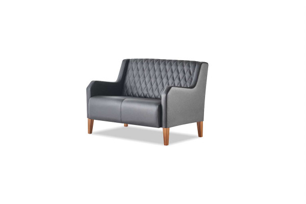 Sofa Black 2-Seater Couch Leather Modern Two-Seater Leather Sofa Wood Soft