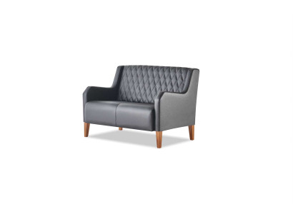 Sofa Black 2-Seater Couch Leather Modern Two-Seater Leather Sofa Wood Soft
