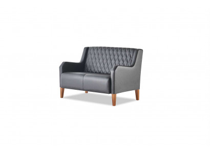 Sofa Black 2-Seater Couch Leather Modern Two-Seater Leather Sofa Wood Soft
