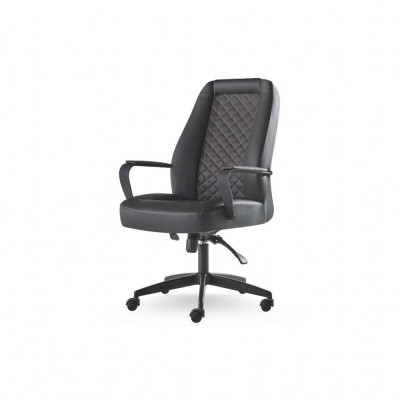 Swivel Office Chair Black With Wheels Modern Leather Wood