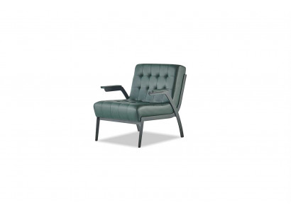 Green armchair modern design stainless steel leather Chesterfield versatile wood