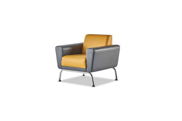 Armchair Yellow Gray Recliner Modern Wood Soft Armrests Stainless Steel Leather
