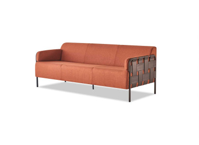 Leather sofa 3-seater orange sofa modern couch three-seater soft seating furniture