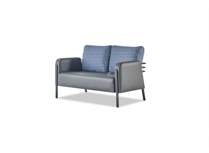 Ledesofa Upholstered 2-Seater Gray Blue Stainless Steel Modern Cushion Sofa Couch