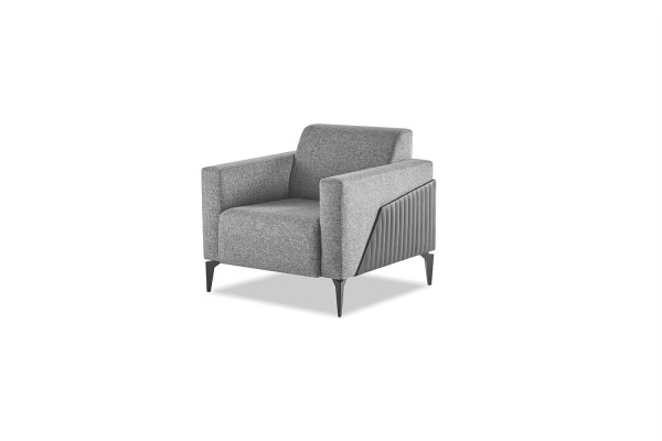 Armchair Gray Recliner Modern Leather Stainless Steel Fabric 1-Seater Armrests