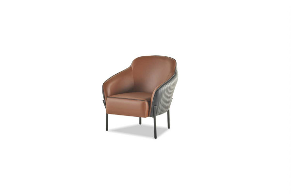 Armchair Brown Black Recliner Modern Leather Stainless Steel 1-Seater Soft