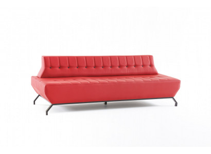 Couch Art Deco Design Red 3-Seater Sofa Seating Furniture Chesterfield Buttons