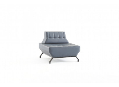 Chair leather stainless steel Art Deco buttons armchair grey Chesterfield