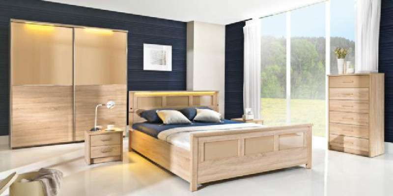 Bedroom wood suite set complete bed wardrobe dresser nightstand Cremona2