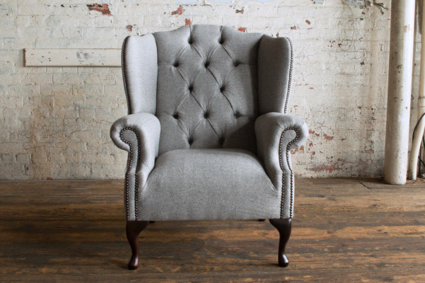 Wingback armchair armchair TV design upholstered sofa couch Chesterfield textile new 345
