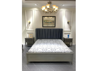 Design bedroom 3-piece. Bed 2x nightstands bed set wood nightstand gray