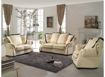 Upholstered Sofas Leather Seat XXL Big 3-Seater Sofa Couch Design Couches