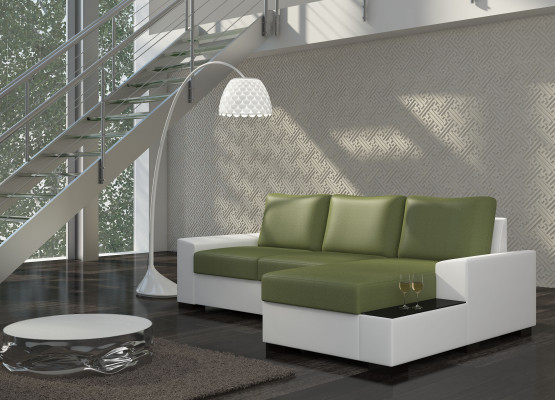 Design corner sofa, sleeper sofa, bed function, sofa couch, leather upholstery, fabric sofas, new.