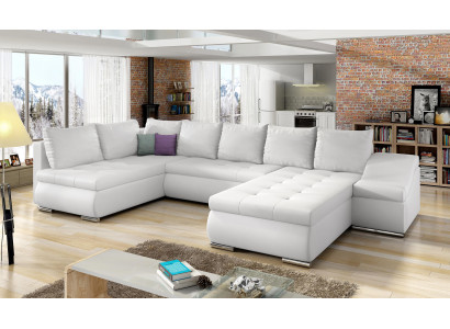 XXL large living landscape corner sofa couch upholstered fabric set
