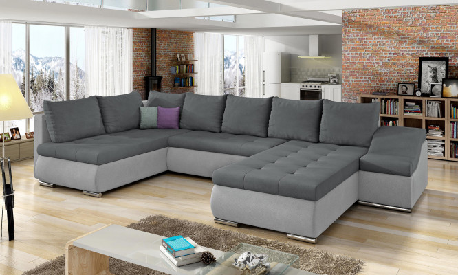 XXL large living landscape corner sofa couch upholstered fabric set
