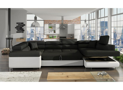 Design corner sofa, sofa bed, bed function, couch, leather upholstery, fabric sofas new 5625