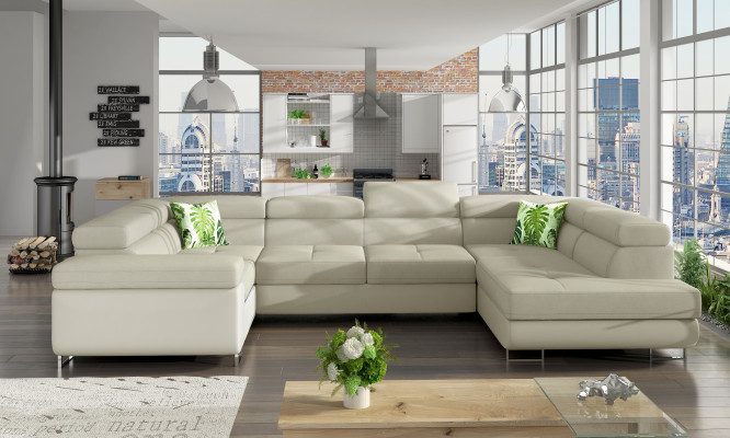 Design corner sofa, sofa bed, bed function, couch, leather upholstery, fabric sofas new 5625